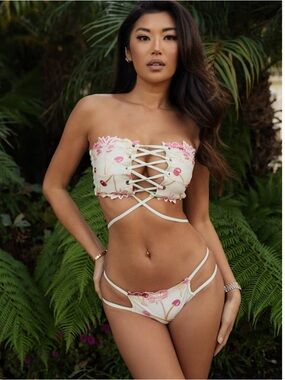 Ivy Flora In Cherry Lace Bikini set